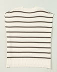 Yareli Stripe Side Slits Crewneck Sweater Top