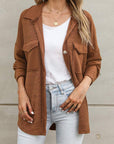 Textured Contrast Flap Pocket Shacket