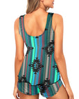 Teal Aztec Tankini Boy Shorts Swim Set