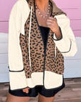 Leopard Star Patchwork Open Front Hooded Jacket