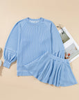 Corded Top and Ruffle Mini Skirt Set
