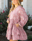 Plus Size Floral V-Neck Tiered Ruffle Dress