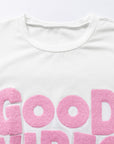 GOOD VIBES Chenille Embroidered Crewneck Tee