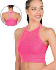 Coral Fushia Ribbed Racerback Crop Tank