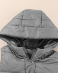 Solid Quilted Long Hooded Vest Coat