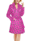 Hot Pink Lightning Bolt Women's Western Bath Robe