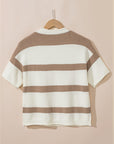 Stripe Knit Dropped Short Sleeve Sweater