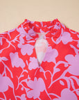 Floral Ruffle 3/4 Sleeve Mini Dress