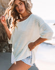 SimoneTextured Knit Drop Shoulder Short Sleeve Sweater