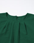 Pleated Flounce Sleeve Textured Blouse