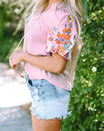 Floral Embroidered Puff Sleeve Blouse