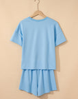 Patchwork V-Neck Tee and Shorts Set