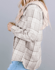 Plaid Removable Hood Buttoned Shacket