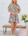 Erin Lace-up High Waist Buttoned Mini Dress