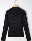 Anastasia Rhinestone Embellished Mesh Long Sleeve Top