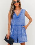 Emma Mineral Wash Pocketed Sleeveless Loose Romper