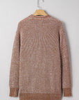 Solid Knit Open-Front Pocketed Cardigan