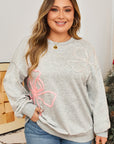 Plus Size Bow Embroidered Drop Shoulder Sweatshirt