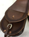 Premium Leather Saddle Bag with Hand Stamped Border- 7"