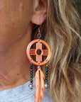 3D print Lightweight Orange New Mexico Zia Feather Dream Catcher Earrings Made in America
