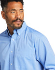 Ariat Men's Blue Wrinkle Free Solid Pinpoint Oxford Classic Fit Shirt
