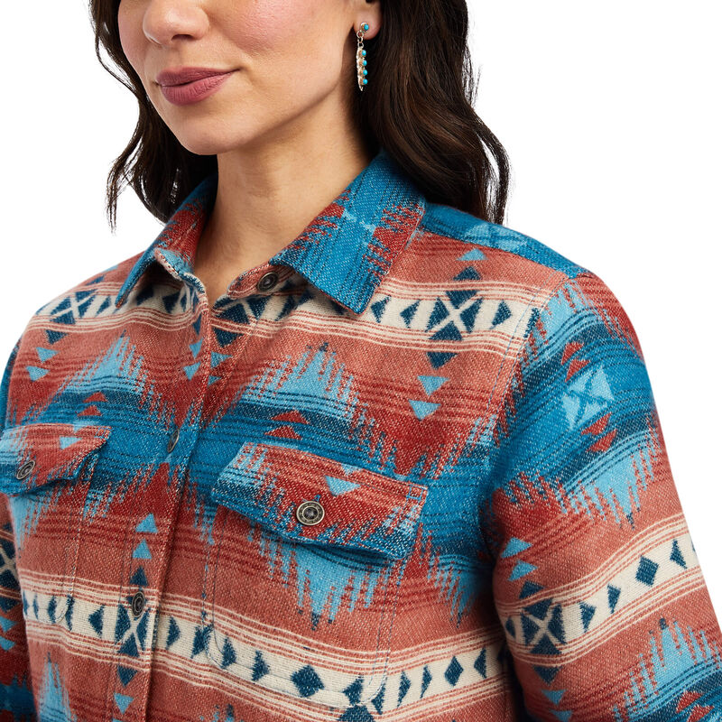 Shacket Shirt Jacket- FIERY JACQUARD