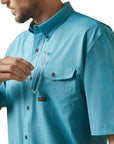 Rebar Made Tough VentTEK DuraStretch Work Shirt-CARIBBEAN SEA HEATHER