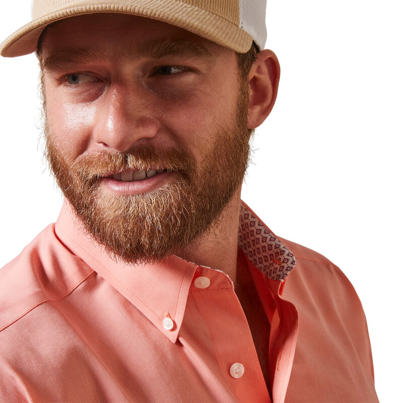 Wrinkle Free Solid Pinpoint Oxford-Peach Echo