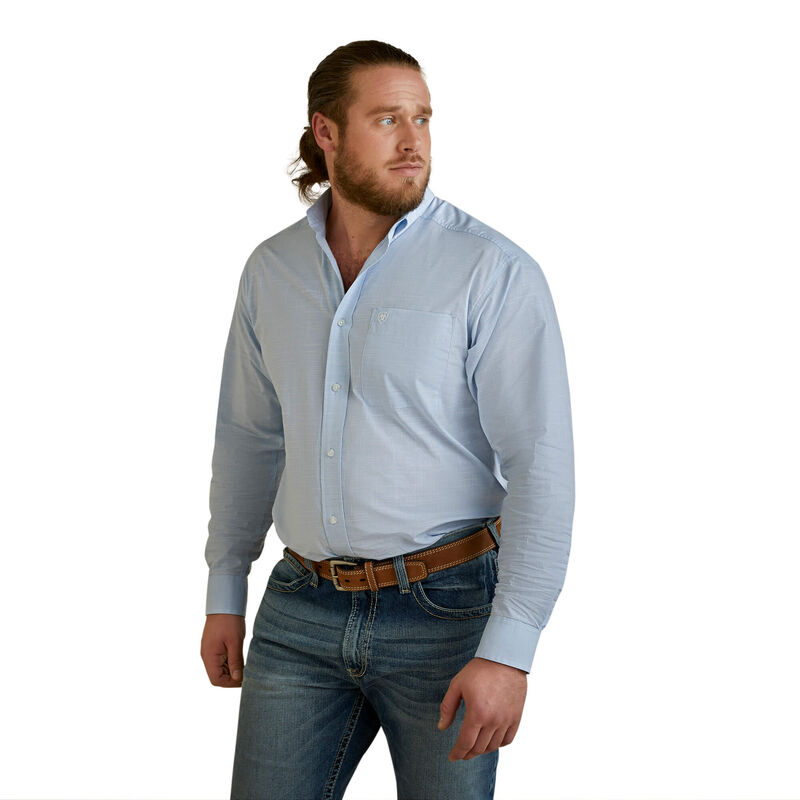 Solid Slub Classic Fit Shirt-CHAMBREY BLUE