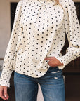 Catalina Polka Dot Lantern Sleeve Blouse