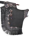 Hilason Western Adult Pro Rodeo Bronc Bull-Riding Genuine Leather Chinks Chaps