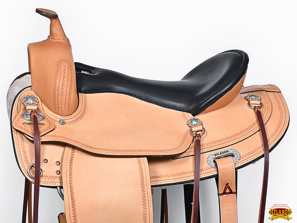 Hilason Western Draft Horse Wide Gullet Trail American Leather Saddle