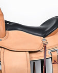 Hilason Western Draft Horse Wide Gullet Trail American Leather Saddle