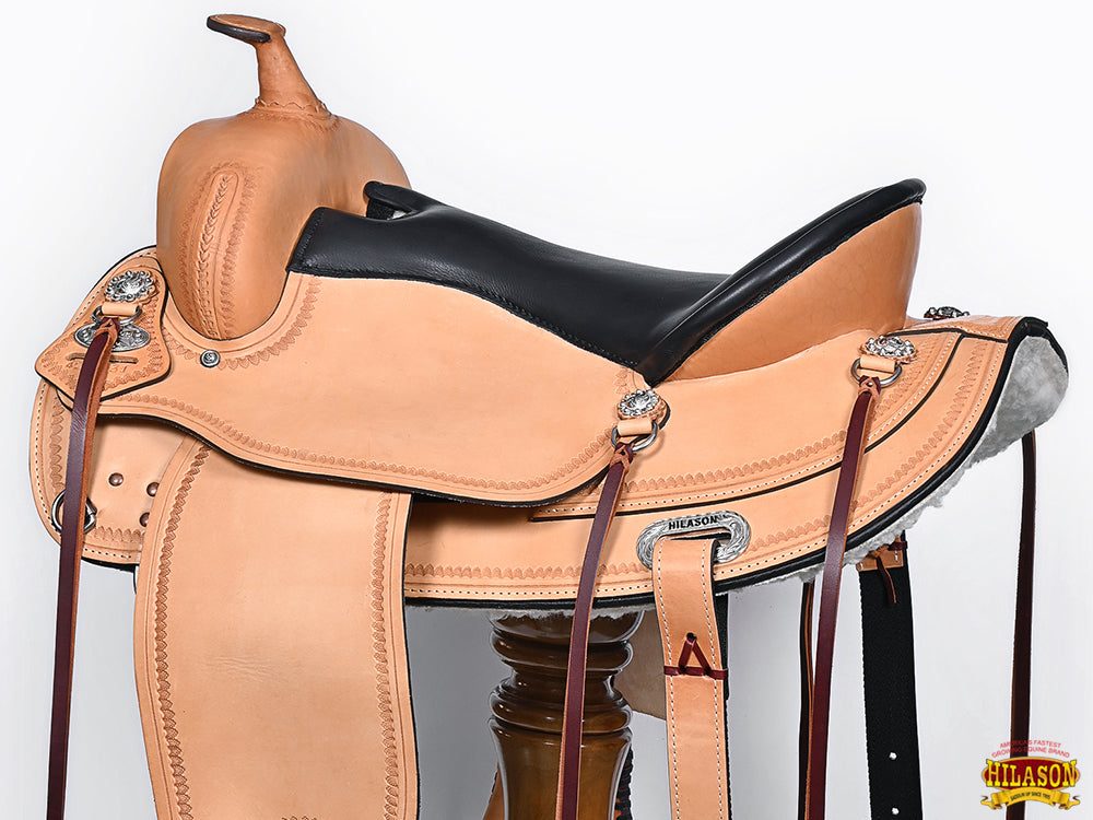 Hilason Western Draft Horse Wide Gullet Trail American Leather Saddle