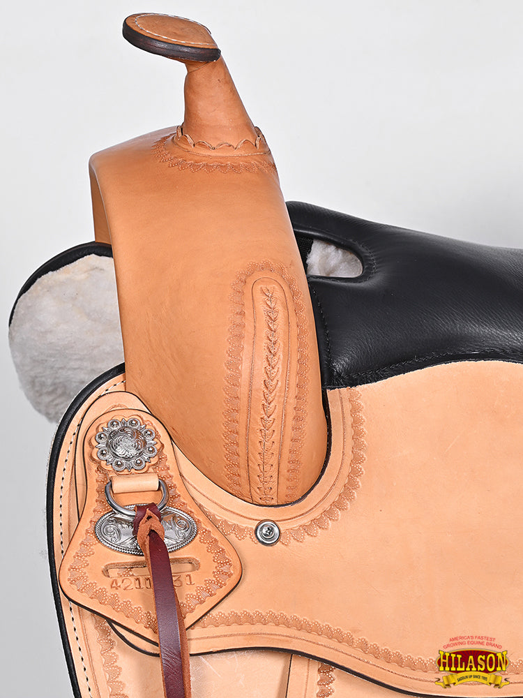 Hilason Western Draft Horse Wide Gullet Trail American Leather Saddle