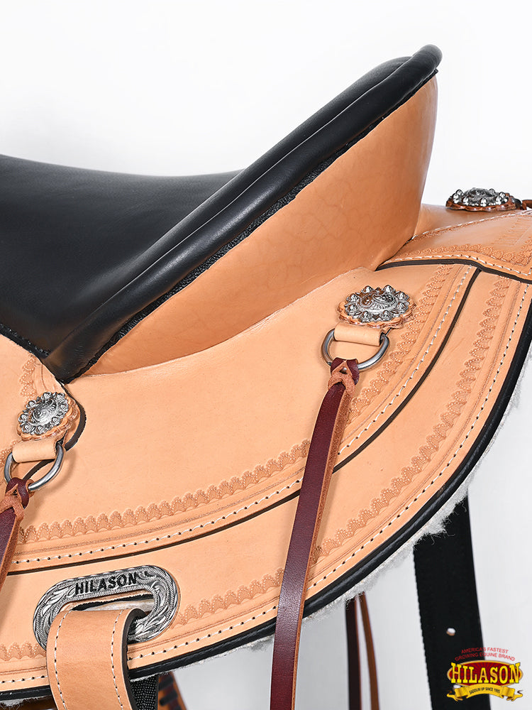 Hilason Western Draft Horse Wide Gullet Trail American Leather Saddle