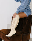 The Out West Tall Cowboy Boot in Cream