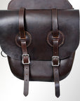 Horse Western Saddle Bag Heavy Duty Leather Cowboy Trail Dark Brown Hilason