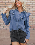 Trinity Denim Ruffled Casual Top