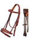 ExionPro Twin Designer Fancy Stitched English Snaffle Bridle with Reins
