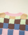 Checker Button Front Cardigan