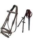 ExionPro Designer Stitched Mono Crown Piece Snaffle Bridle With Rubber Reins