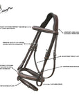 ExionPro Designer Stitched Mono Crown Piece Snaffle Bridle With Rubber Reins