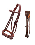 ExionPro Designer Stitched Mono Crown Piece Snaffle Bridle With Rubber Reins
