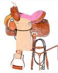 12 In Western Kids Youth Children Miniature Pony Saddle Leather Trail Tack