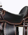 Hilason Western Horse Ranch Roping American Leather Wade Saddle Dark Brown