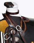 Hilason Western Horse Ranch Roping American Leather Wade Saddle Dark Brown