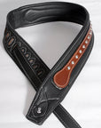 Leather Guitar Bass Strap 3.25" Dual Color Padded Black By Great American
