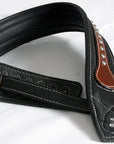 Leather Guitar Bass Strap 3.25" Dual Color Padded Black By Great American