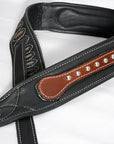 Leather Guitar Bass Strap 3.25" Dual Color Padded Black By Great American